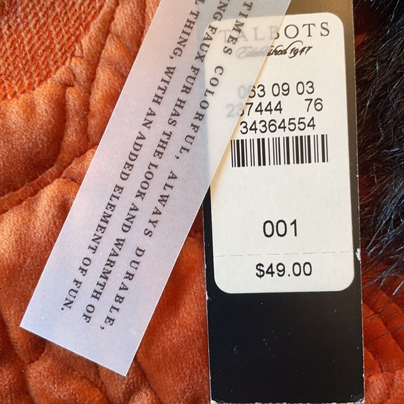 Talbots faux fur collar new with tags black - Picture 4 of 4